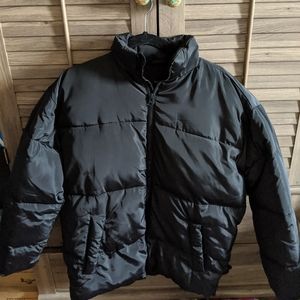 Black oversized puffer jacket